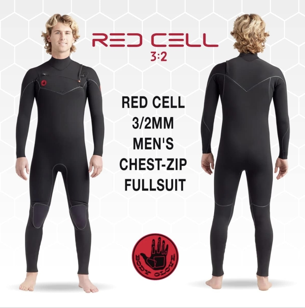Body Glove Red Cell Slant Zip 3/2mm Black Men's Full Body Wet Suit SIZE 2XL